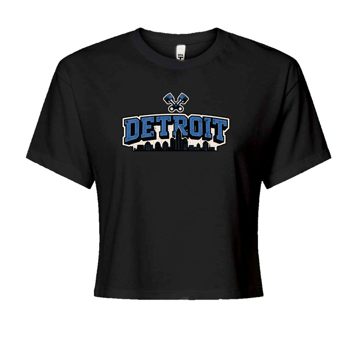 Detroit Motor City Retro Piston Cropped T-Shirt