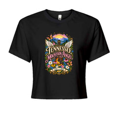 Tennessee Mountain Angel Wings Dolly Cropped T-Shirt Black
