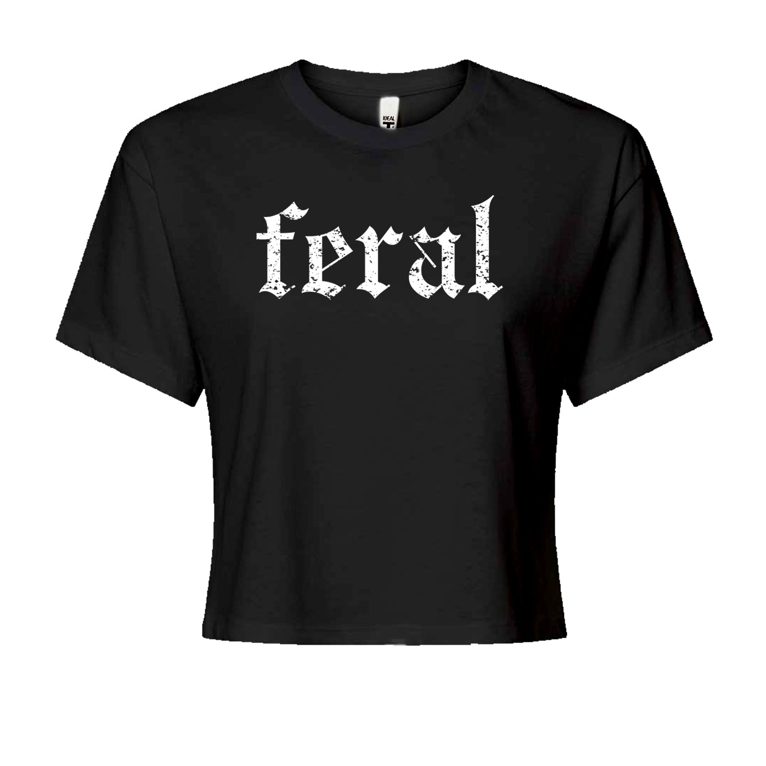 Feral Club Rat Festival Rave EDM Cropped T-Shirt Black