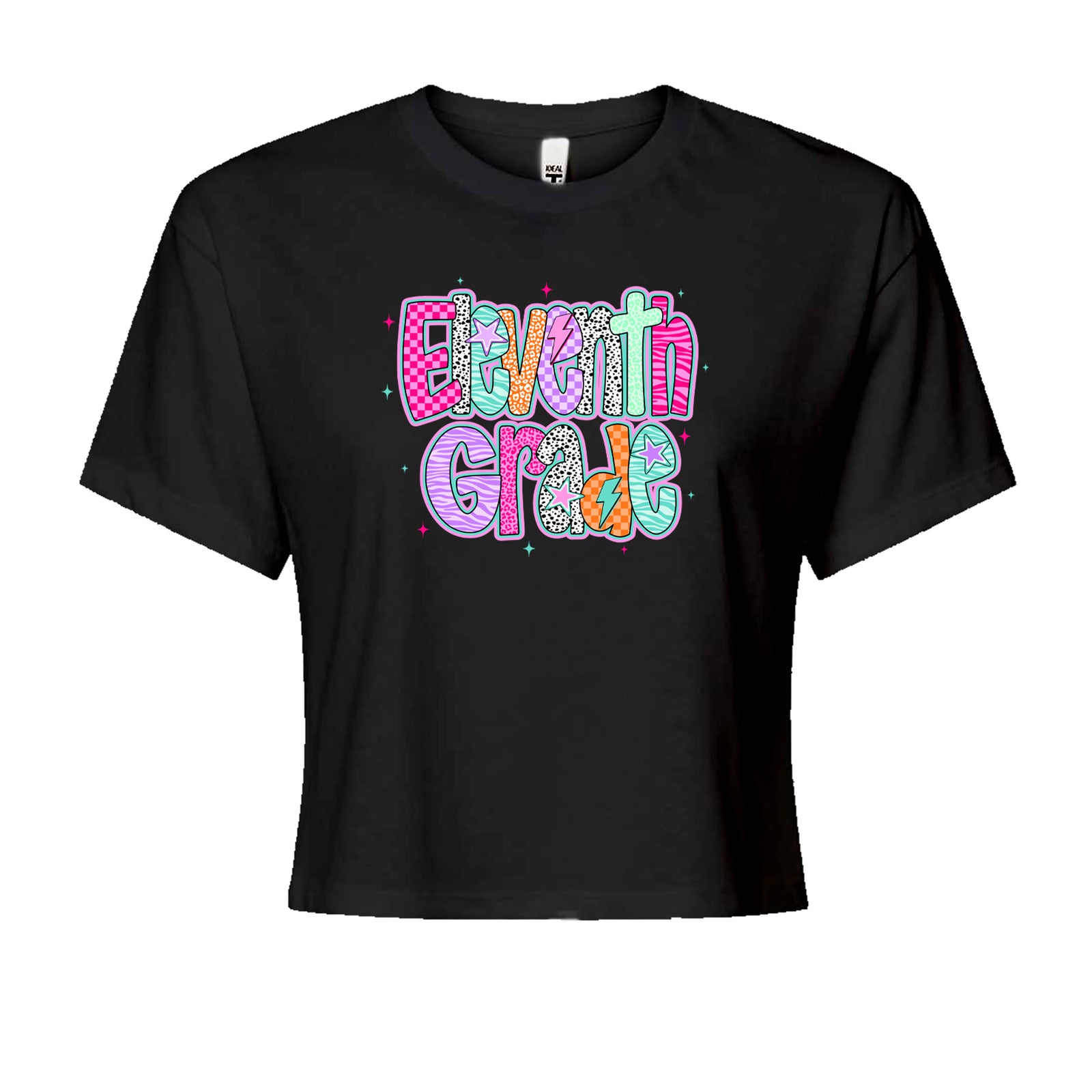 Eleventh Grade Extra Colorful Back to School Cropped T-Shirt Black