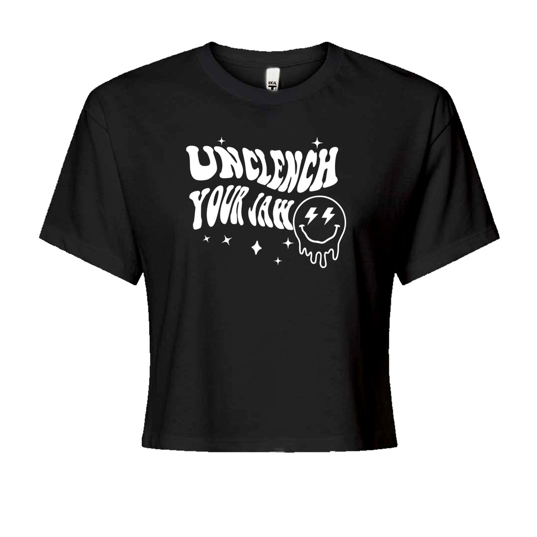 Unclench Your Jaw Festival Rave EDM Cropped T-Shirt Black