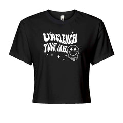 Unclench Your Jaw Festival Rave EDM Cropped T-Shirt Black