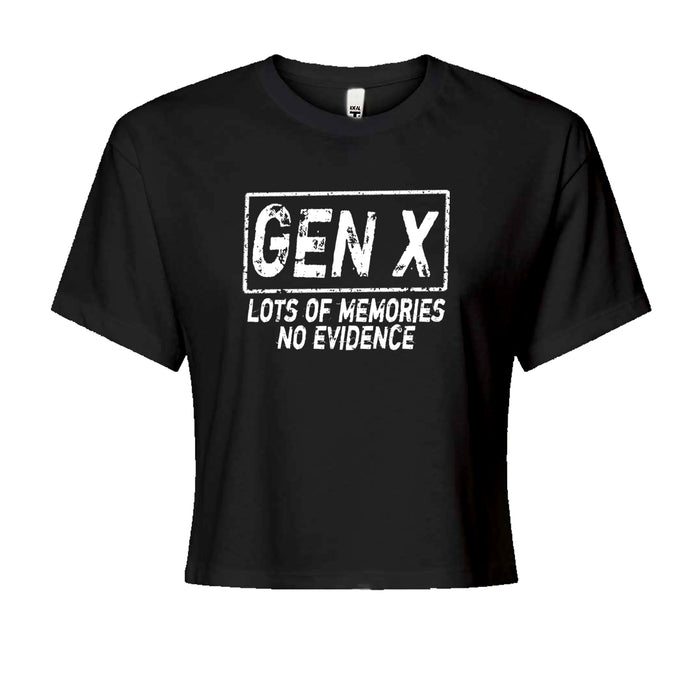 Gen X Lots of Memories No Evidence Nostalgia Cropped T-Shirt