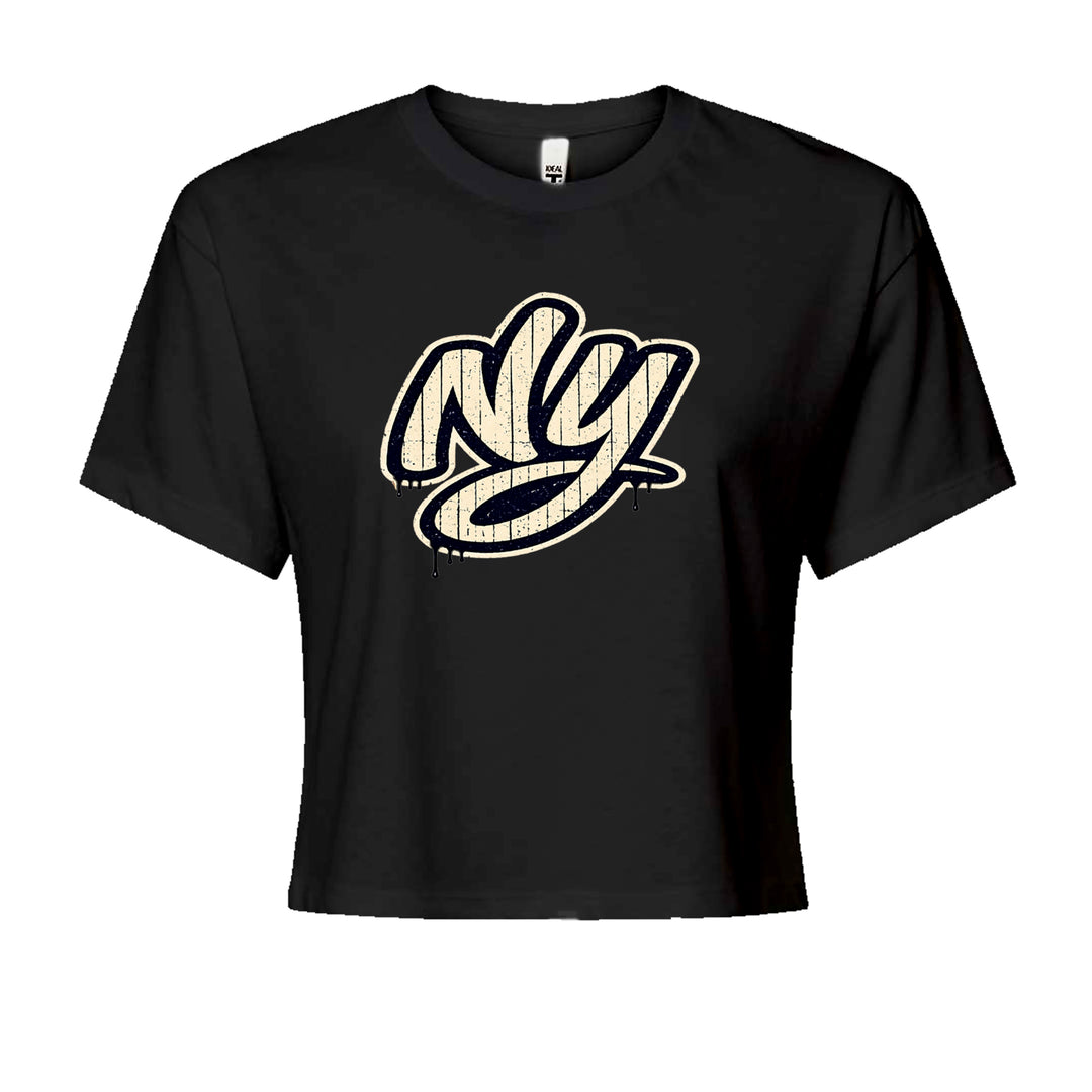NYC New York City Grunge Street Cropped T-Shirt Black