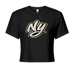 NYC New York City Grunge Street Cropped T-Shirt Black