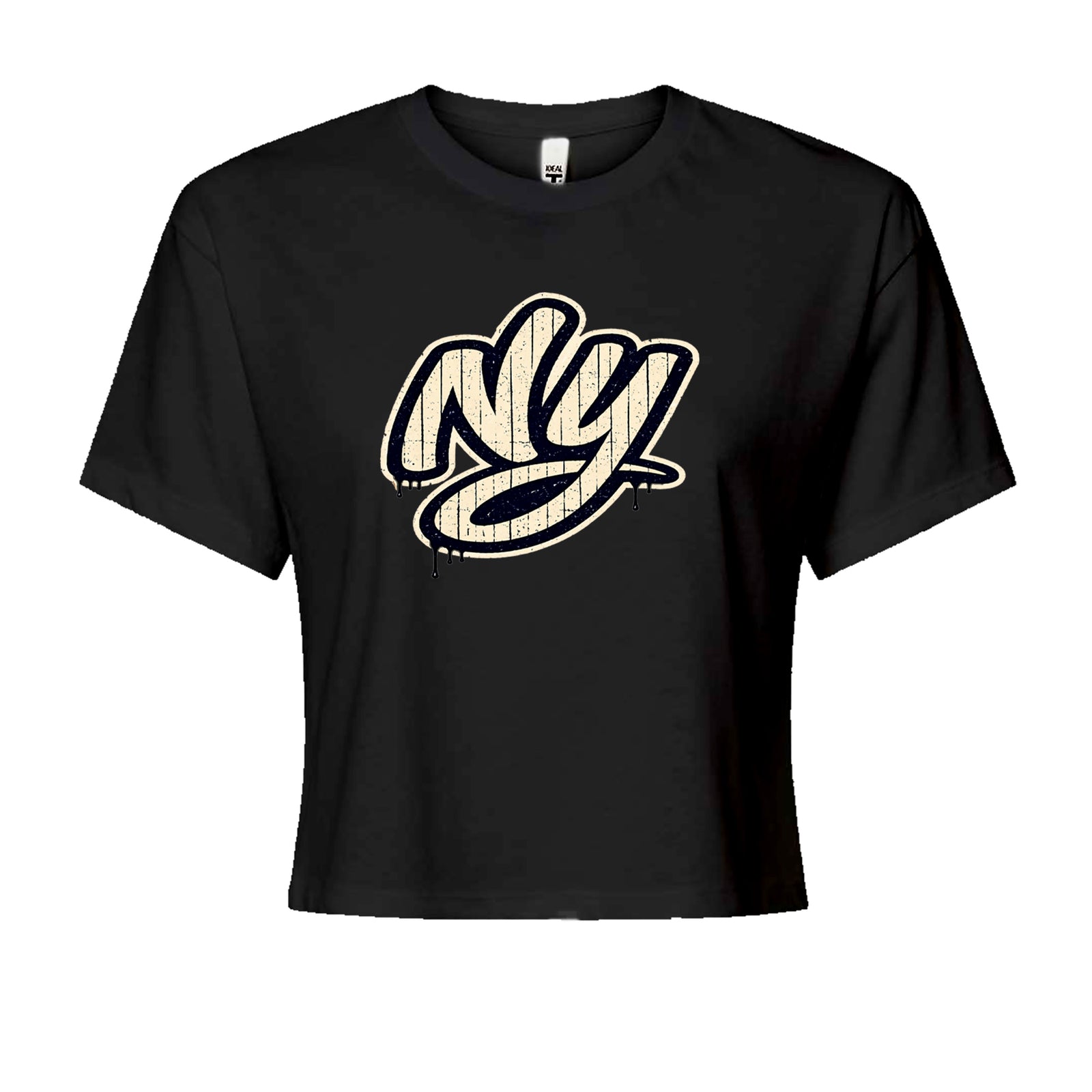NYC New York City Grunge Street Cropped T-Shirt Black