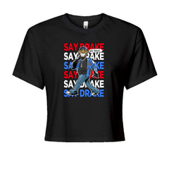 Say Drake Smiling Meme Mustard Cropped T-Shirt Black