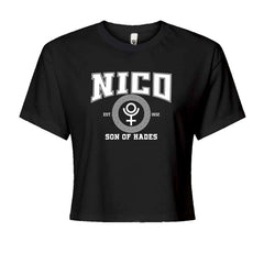Underworld crest with Greek-key border and bold wording on a Women's Boxy Crop T-Shirt