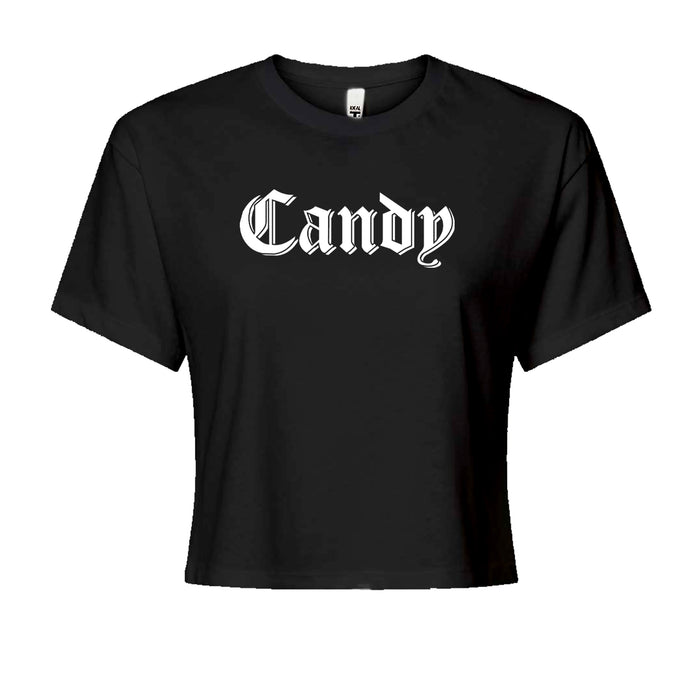 Candy Gothic Lettering Cropped T-Shirt