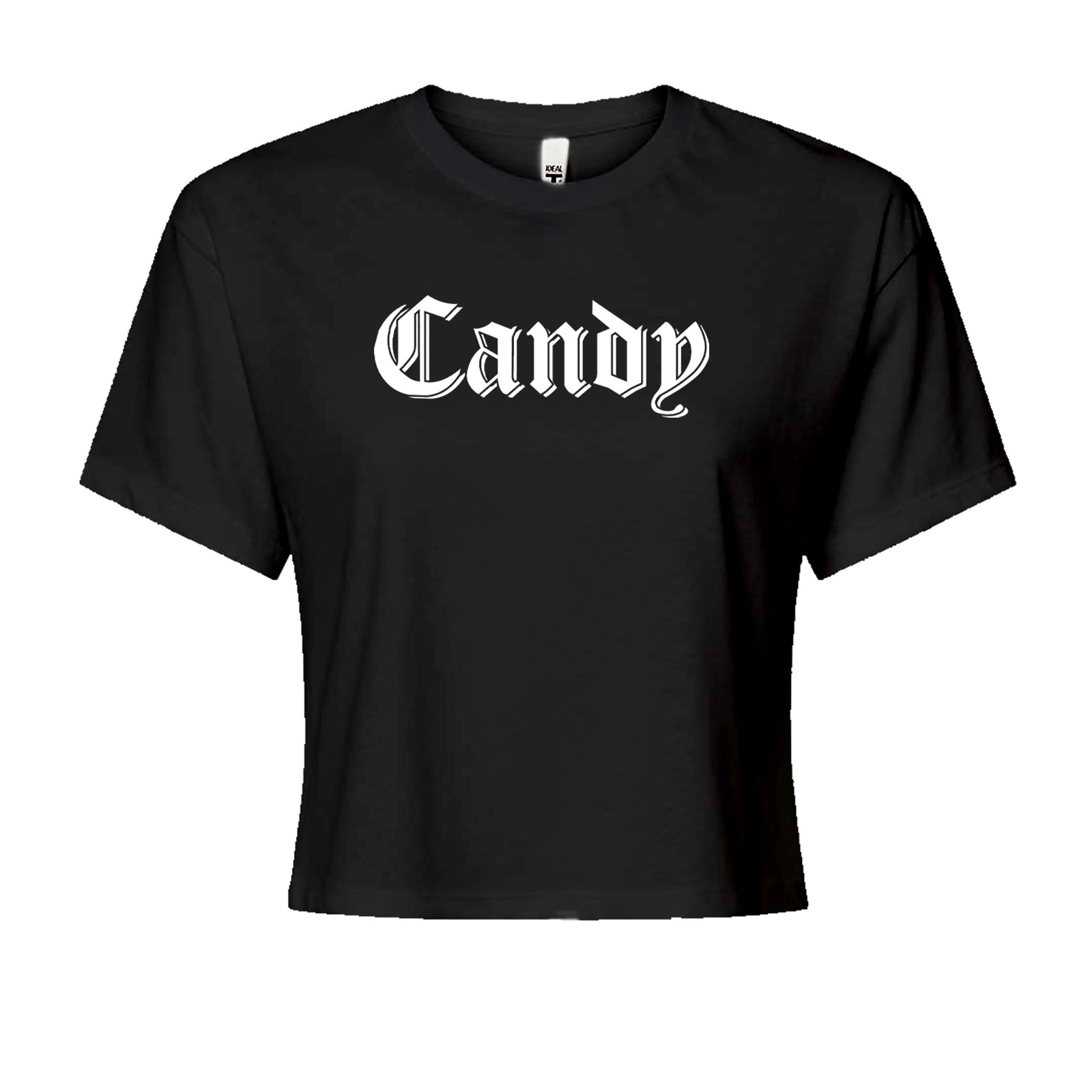 Candy Gothic Lettering Cropped T-Shirt Black