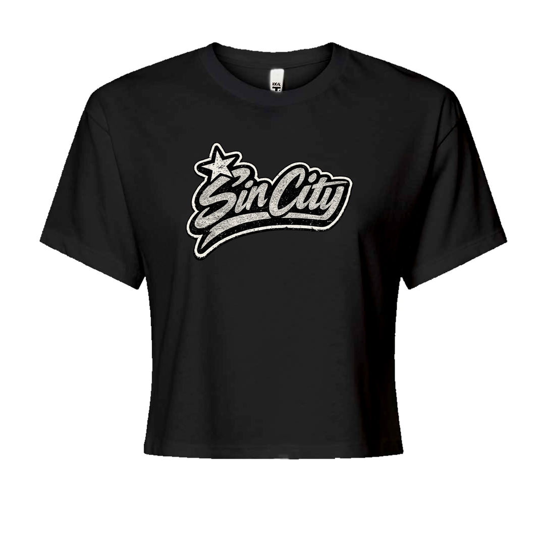 Sin City Vegas Retro Vintage Cropped T-Shirt Black