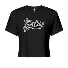 Sin City Vegas Retro Vintage Cropped T-Shirt Black