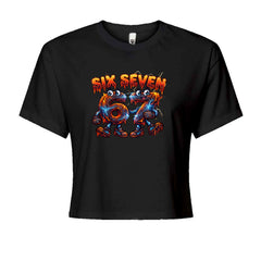 67 Lava Lightning Six Seven Meme Cropped T-Shirt Black