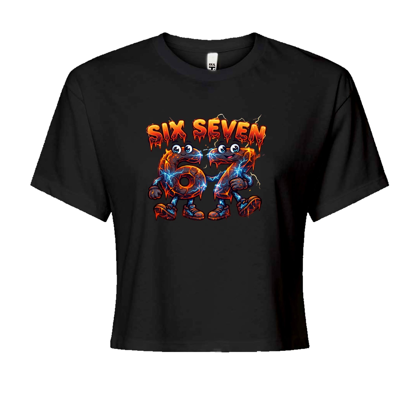 67 Lava Lightning Six Seven Meme Cropped T-Shirt Black