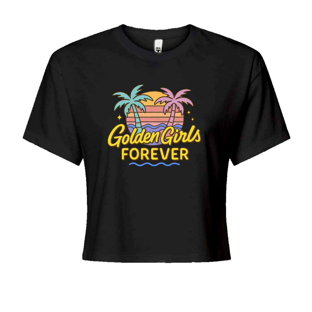 Golden Girls Forever Retro Sunset Cropped T-Shirt Black