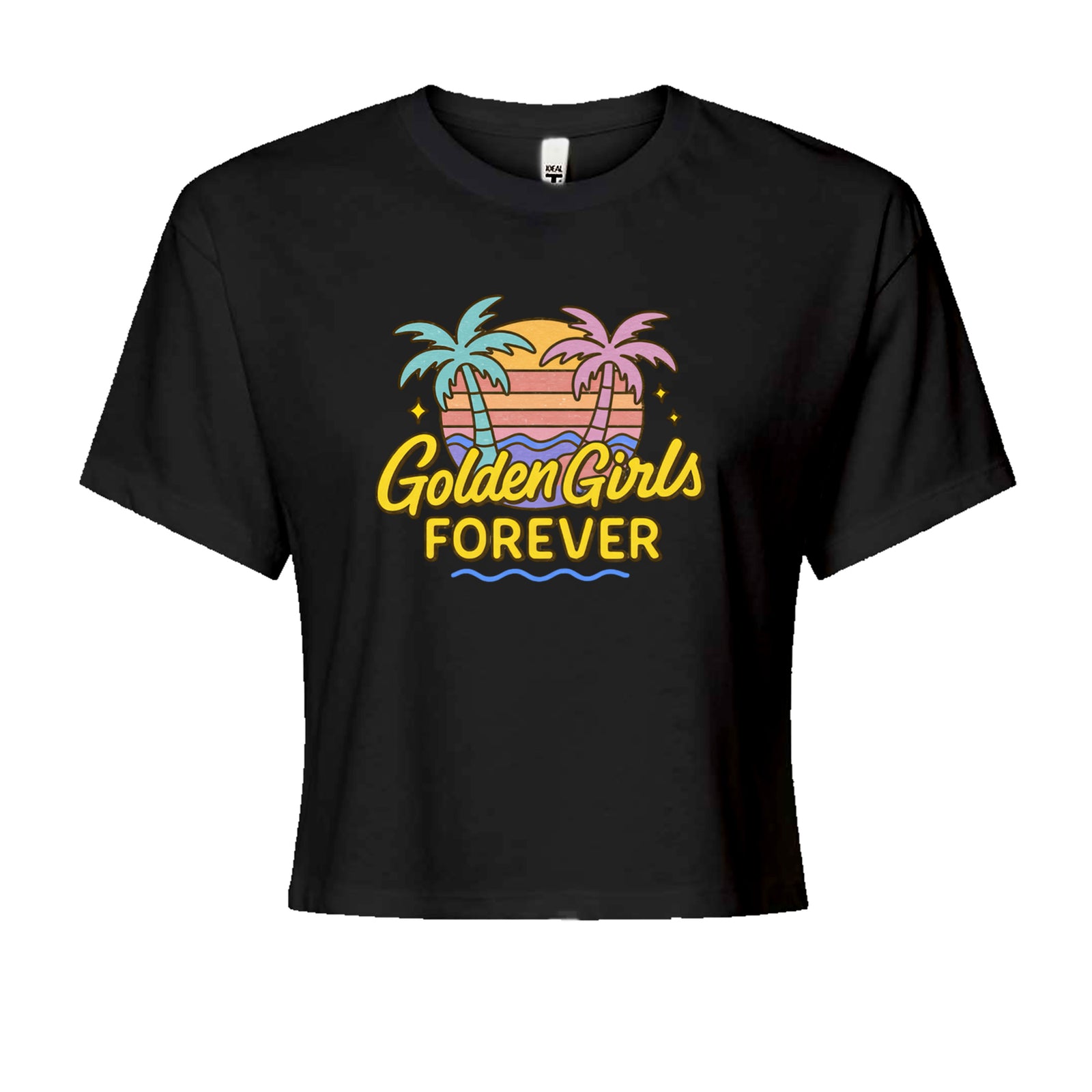 Golden Girls Forever Retro Sunset Cropped T-Shirt Black