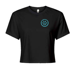 TLC To Love a Canine Dog Rescue Teal Cropped T-Shirt Black