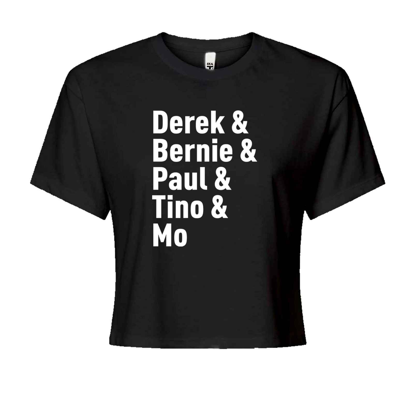Derek & Bernie & Paul & Tino & Mo Cropped T-Shirt Black