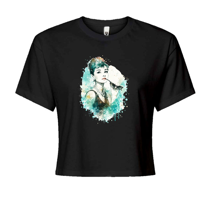 Mrs. Herpburn Iconic Watercolors Cropped T-Shirt