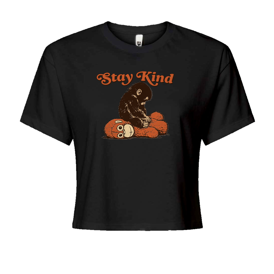Punch Stay Kind Macaque Cropped T-Shirt Black