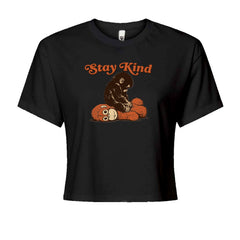 Punch Stay Kind Macaque Cropped T-Shirt Black