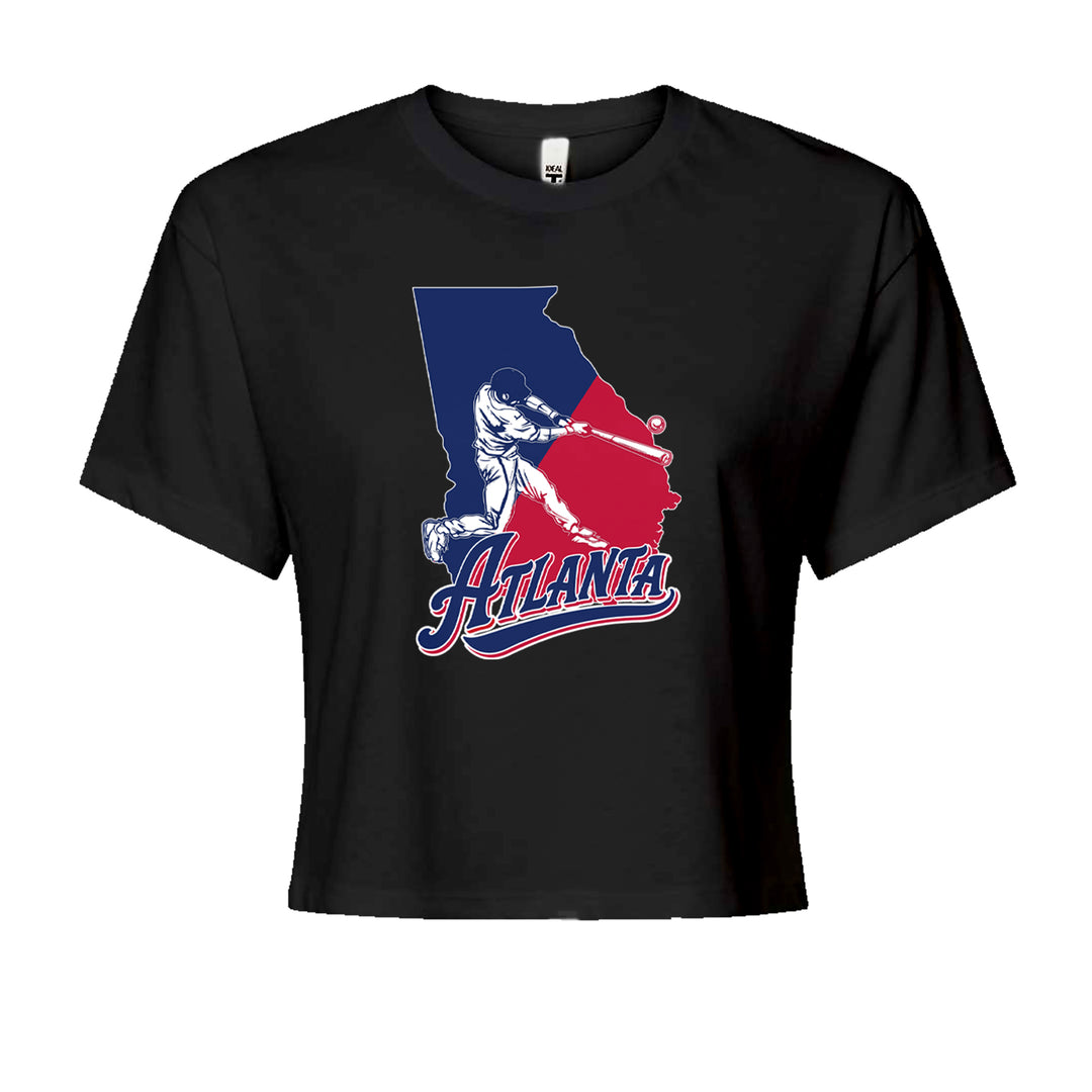 Atlanta Georgia Batter Up Cropped T-Shirt Black