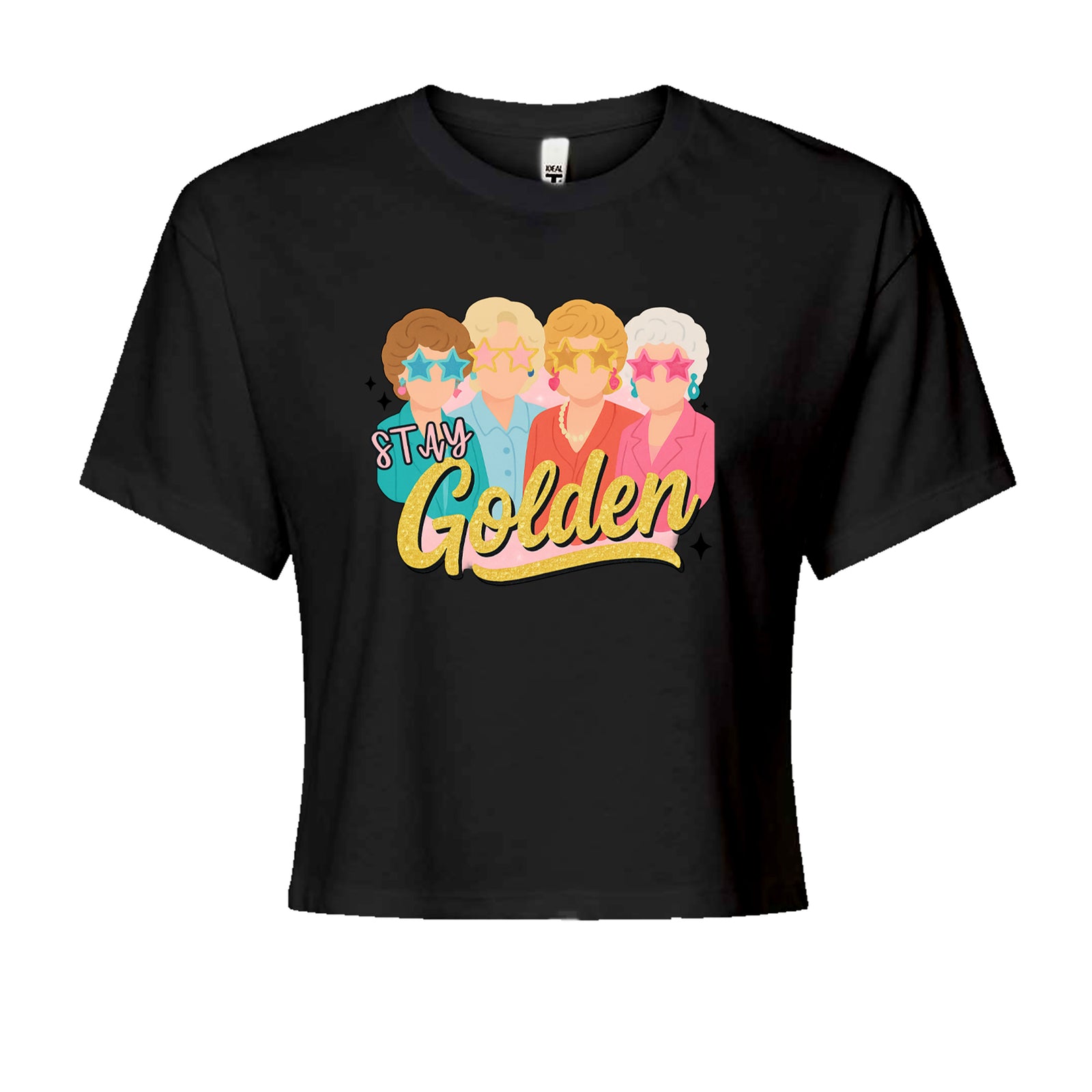 Stay Golden Girls Retro Cropped T-Shirt Black