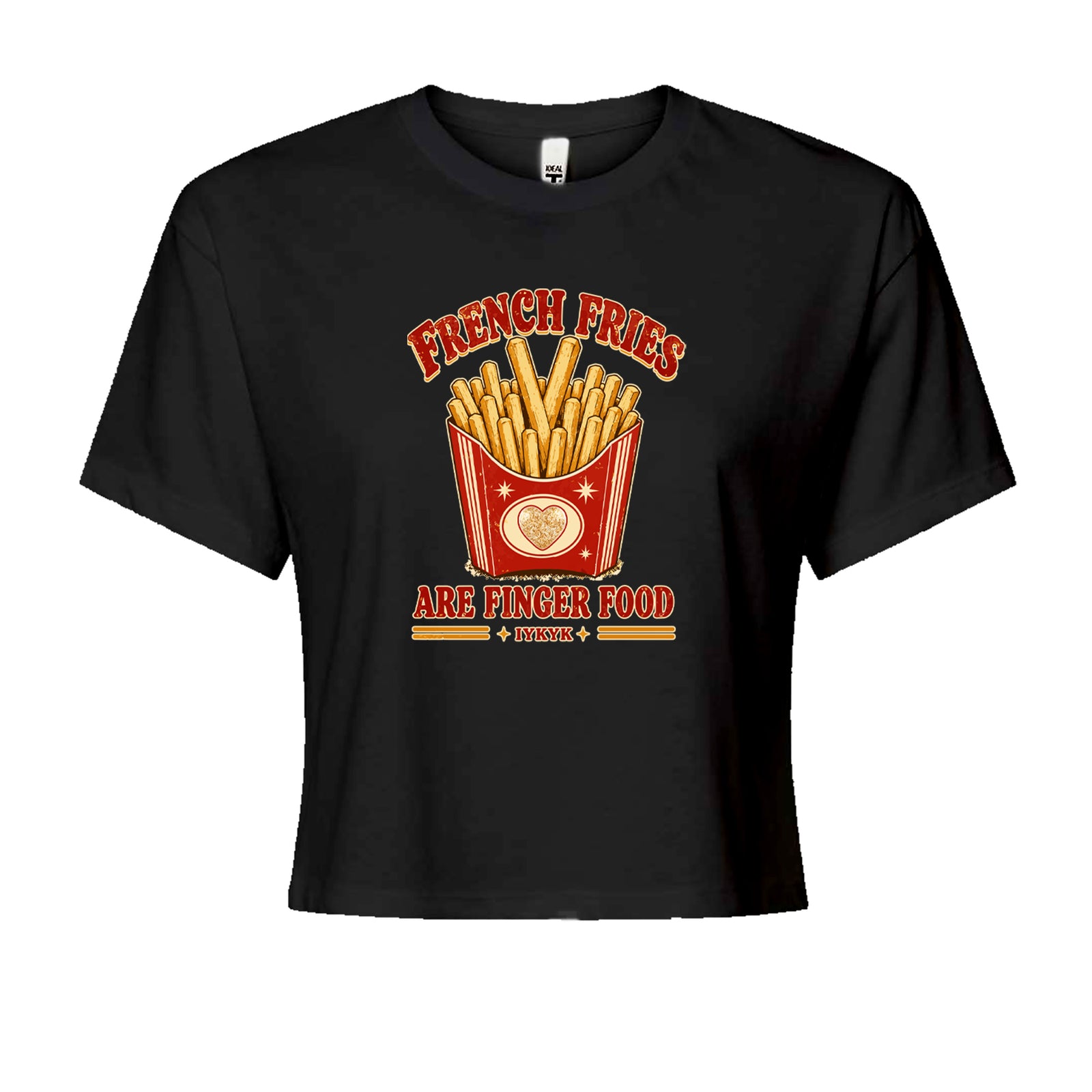 French Fries Are Finger Food IYKYK Cropped T-Shirt Black