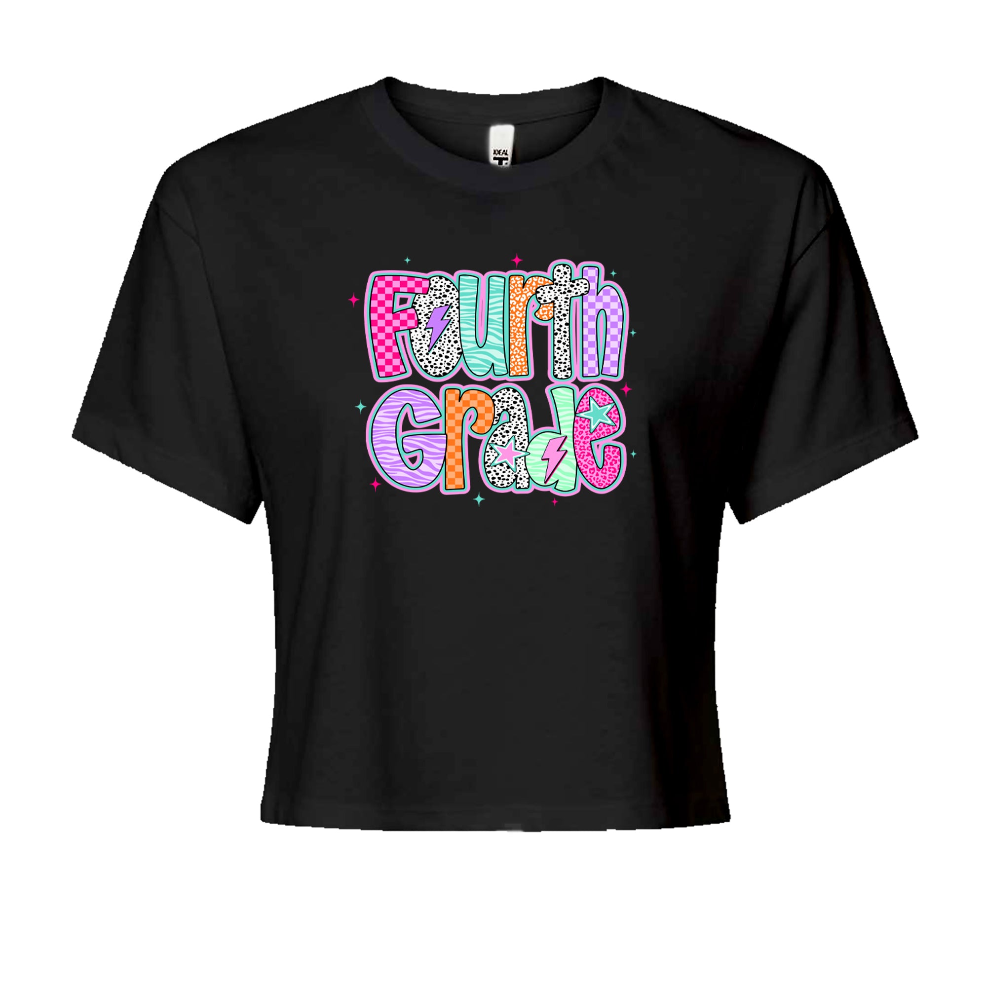 Fourth Grade Fierce Colorful Back to School Cropped T-Shirt Black
