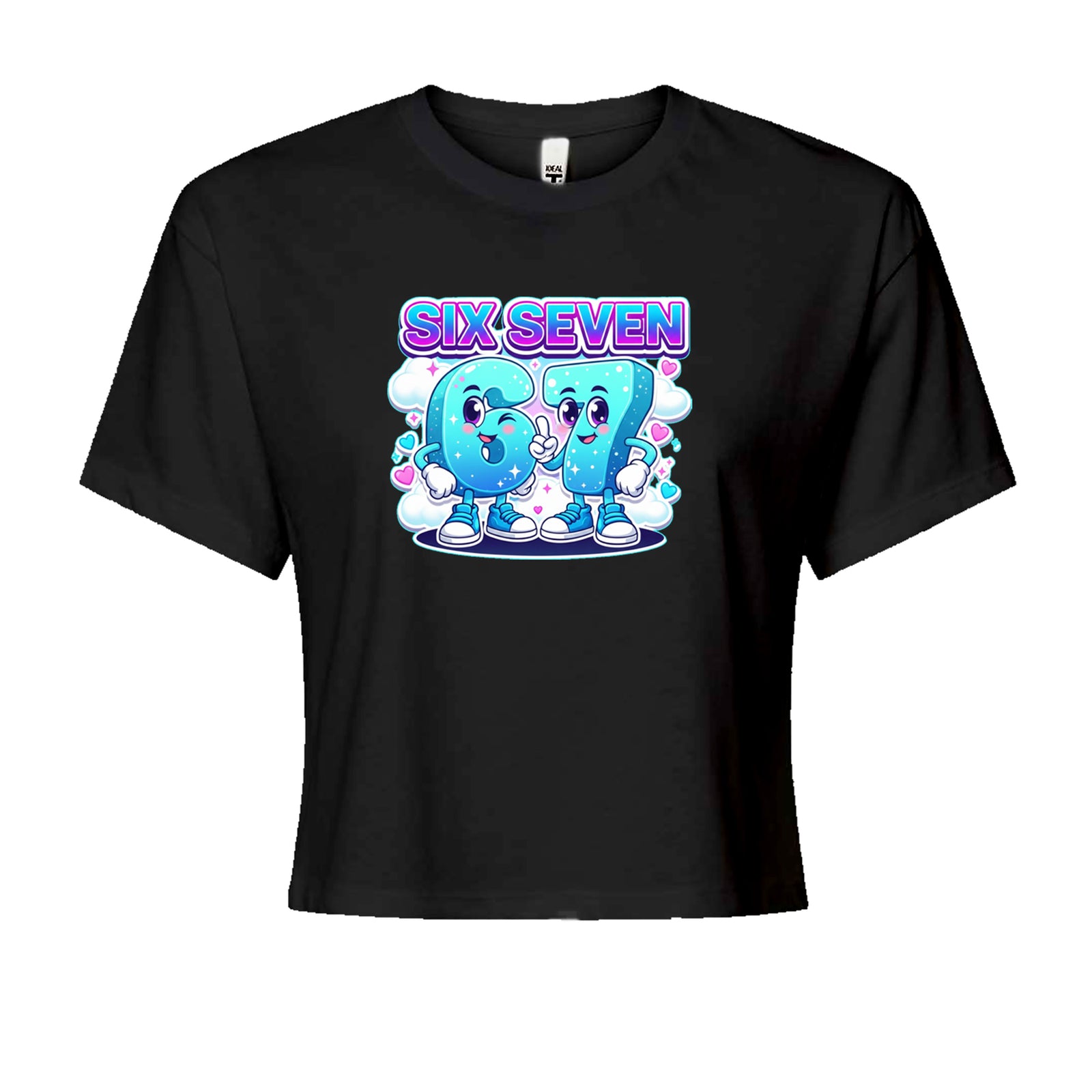 67 Six Seven Meme Kawaii Cloud Cropped T-Shirt Black
