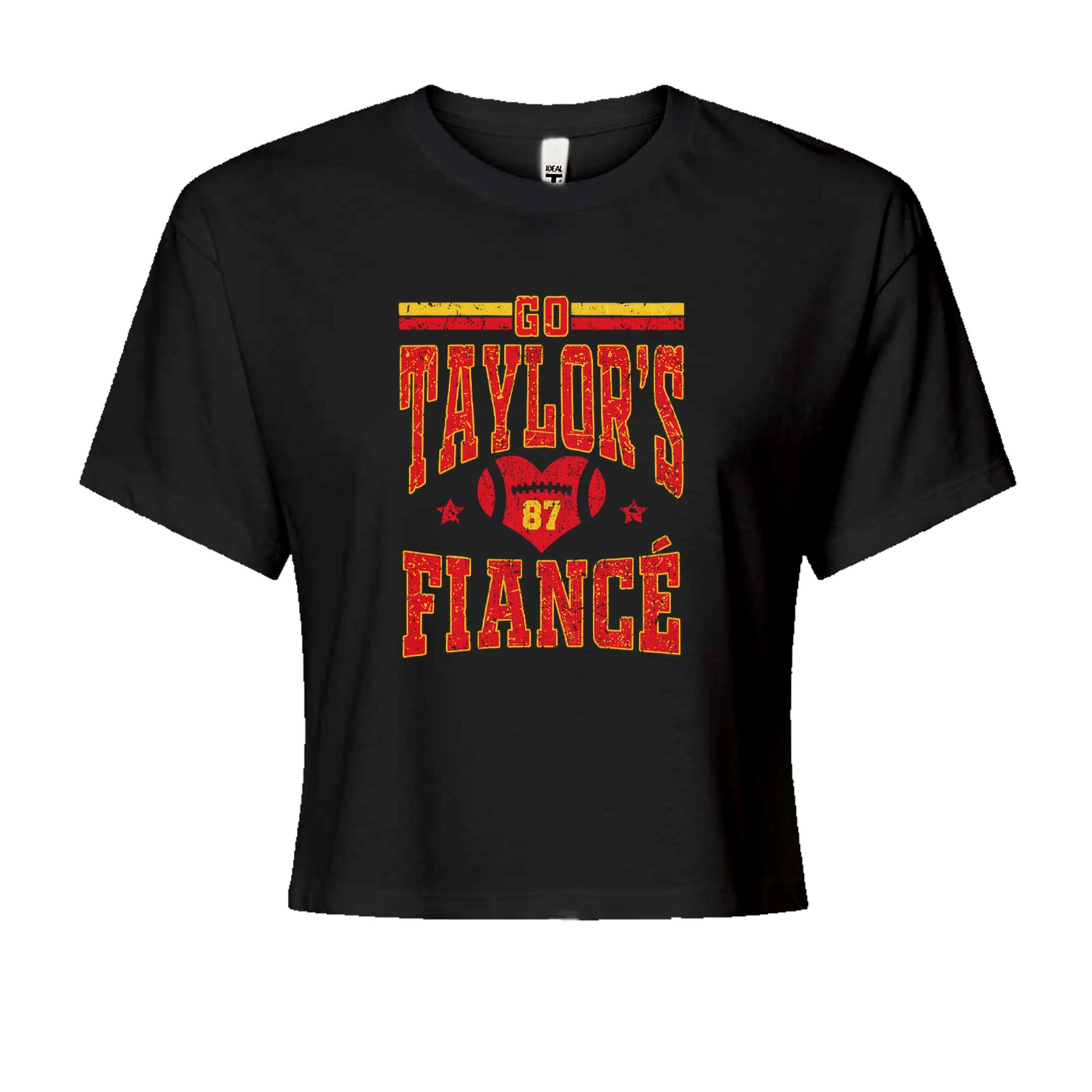 Go Taylor's Fiancé Engagement Game Day Cropped T-Shirt Black