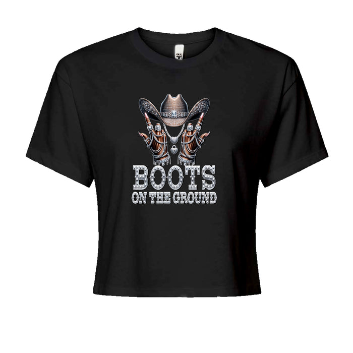 Boots On The Ground Bling Cropped T-Shirt