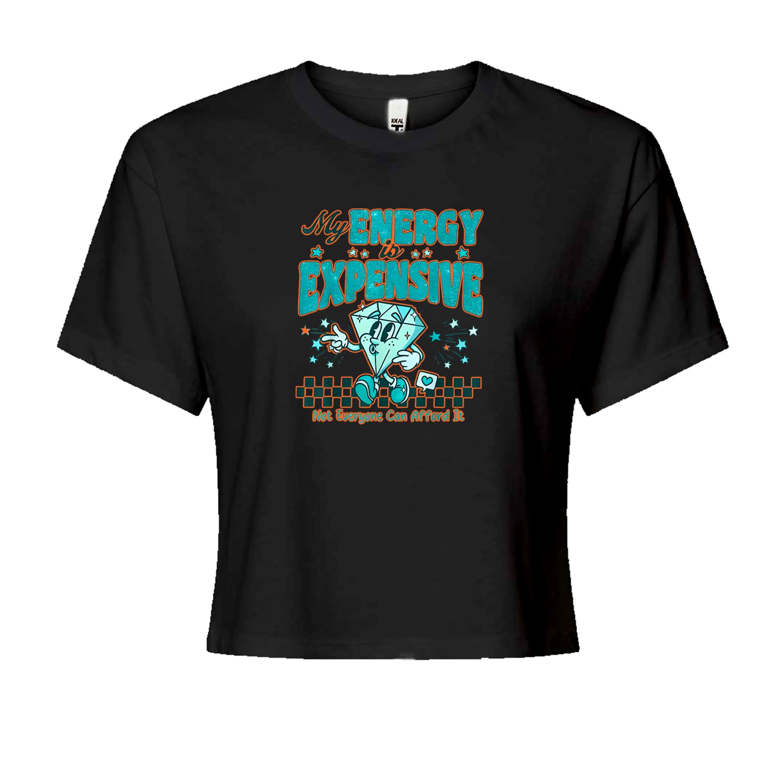 Diamond My Energy Is Expensive Cropped T-Shirt Black