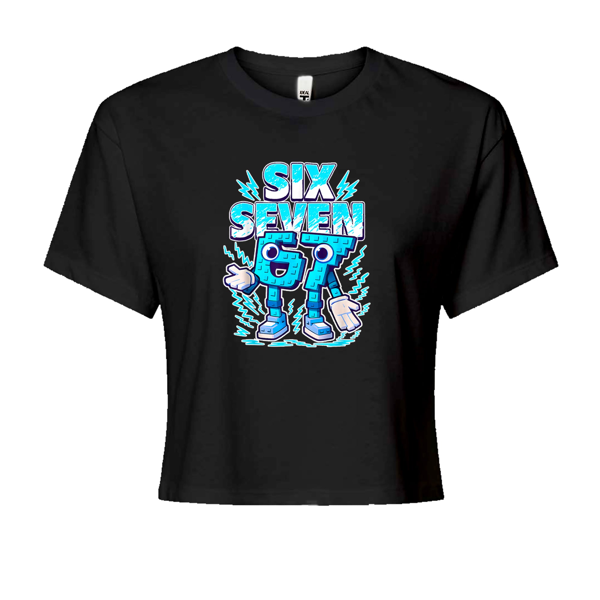 67 Brainrot Meme Slang Cropped T-Shirt Black