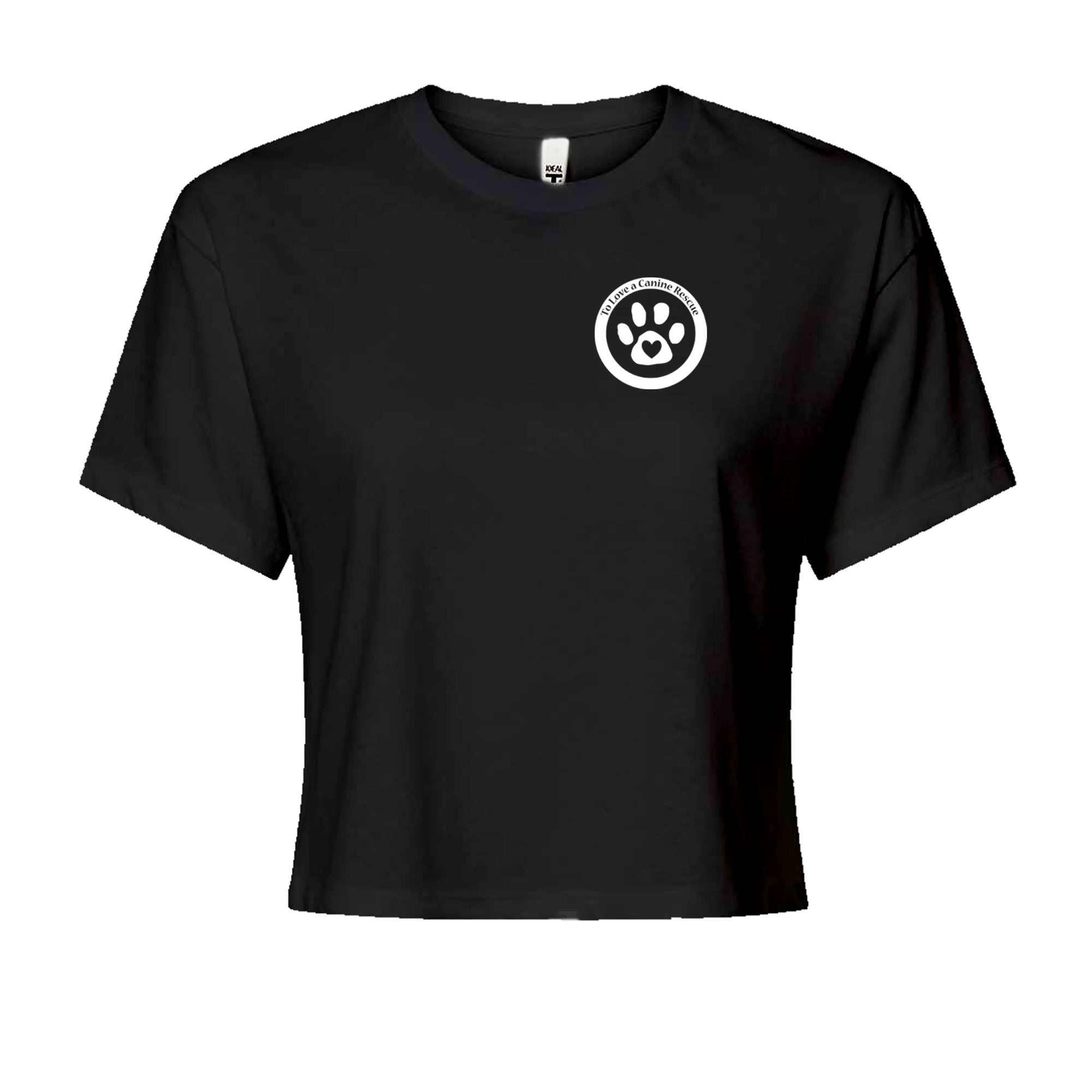 TLC To Love a Canine Dog Rescue White Cropped T-Shirt Black