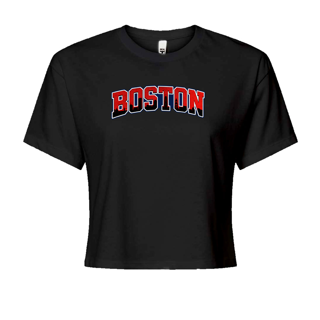 Boston City Pride Skyline Cropped T-Shirt Black