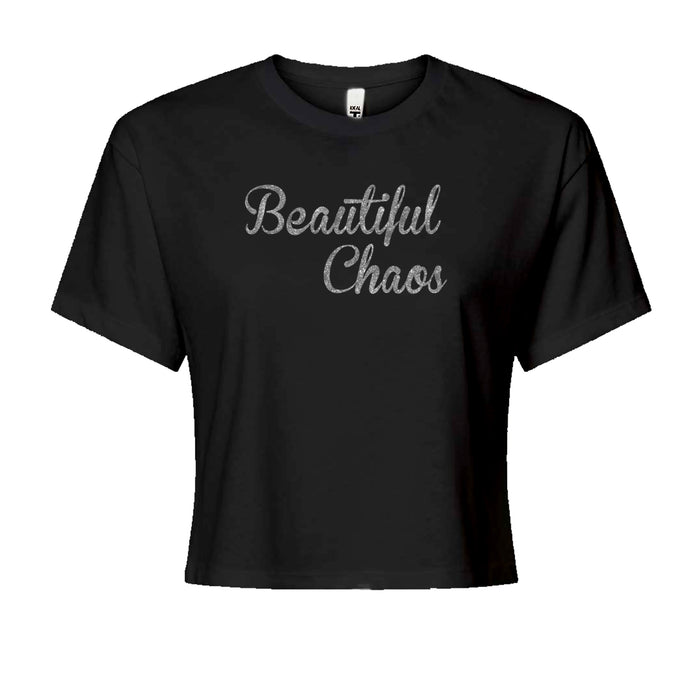 Beautiful Chaos Glitter Music Festival Cropped T-Shirt