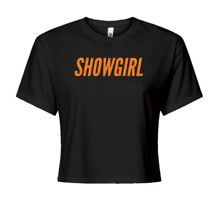 Showgirl Orange Glitter Cropped T-Shirt