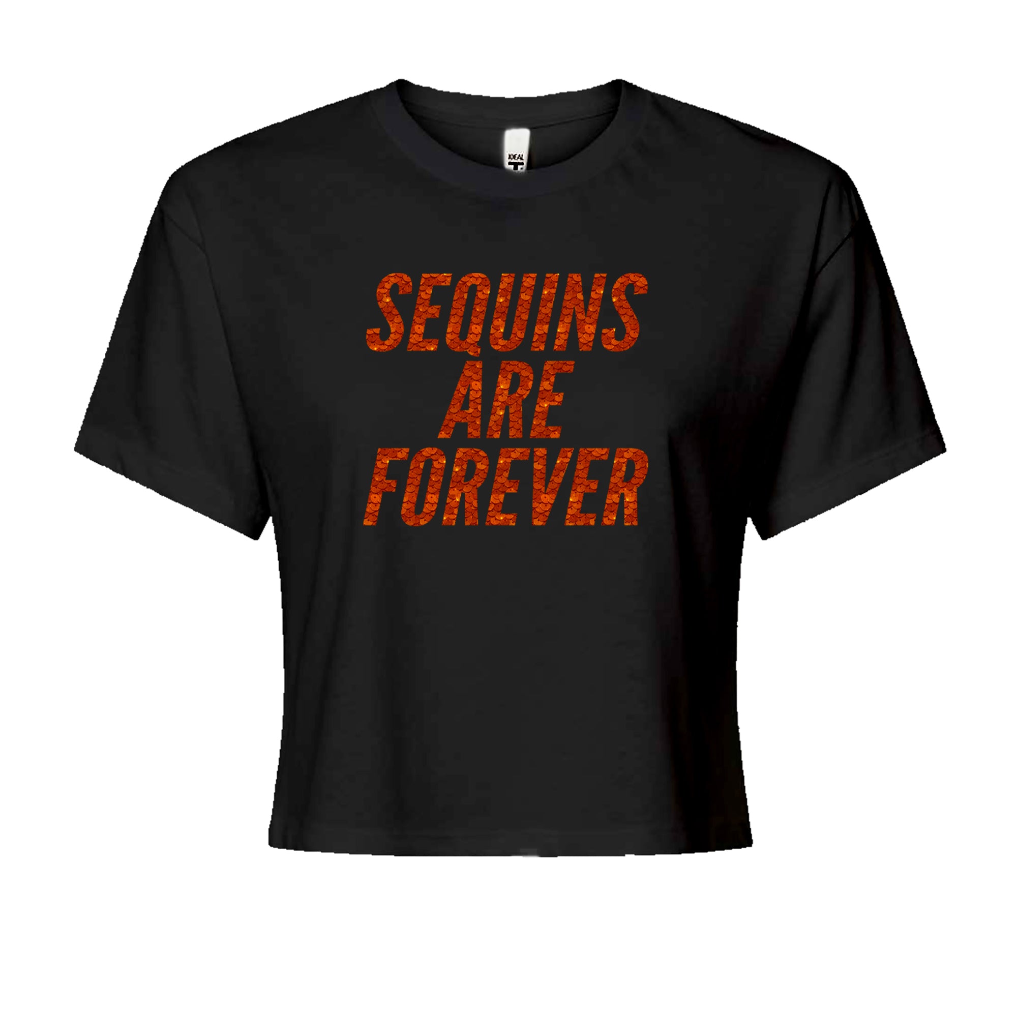 Sequins Are Forever Retro Glam Cropped T-Shirt Light Blue
