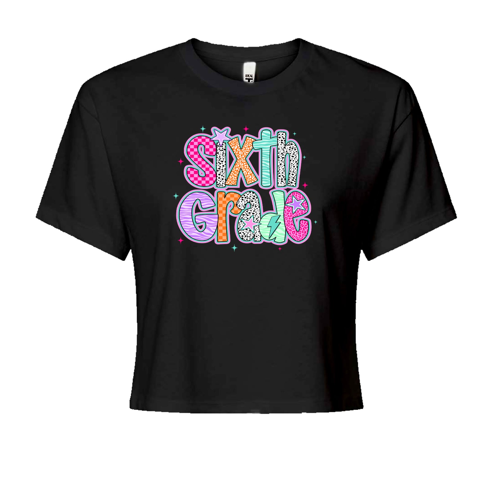 Sixth Grade Colorful Back to School Cropped T-Shirt Black