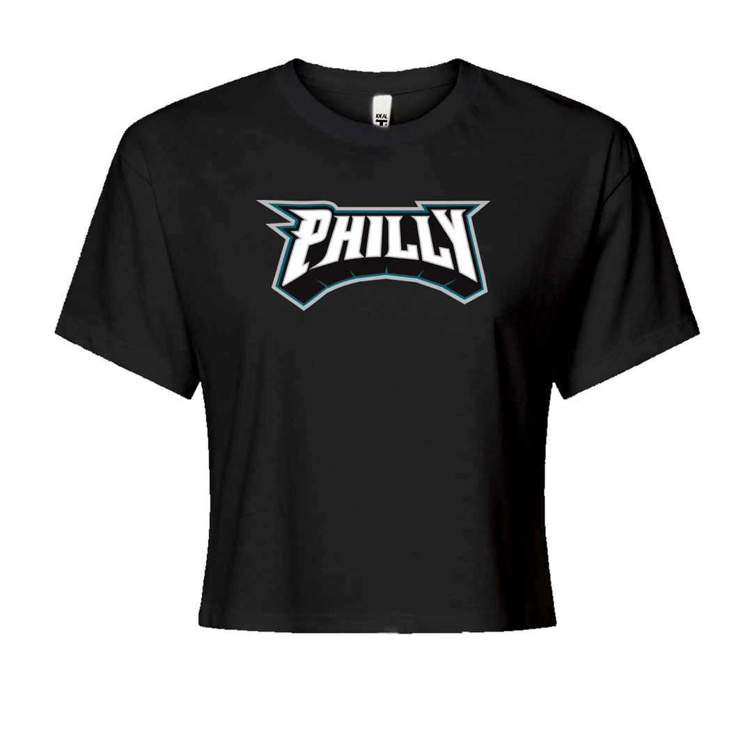 Philly Bold Block Throwback Cropped T-Shirt Black