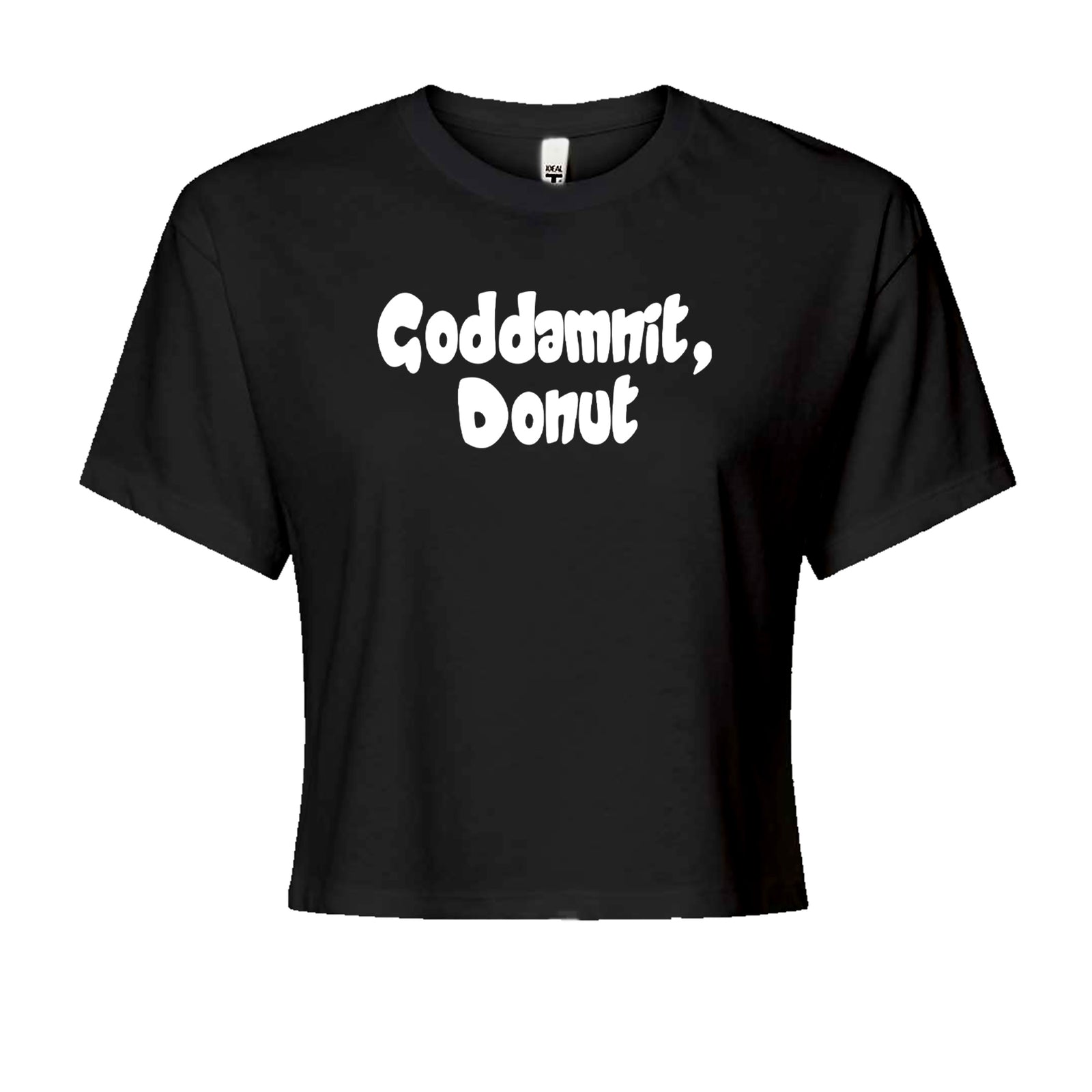 Godd-mnit, Donut Carl Cropped T-Shirt Black