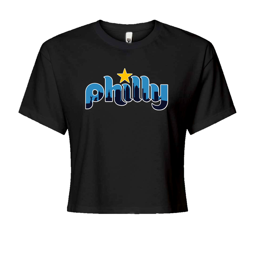 Skyline Philly Philadelphia Cropped T-Shirt Black