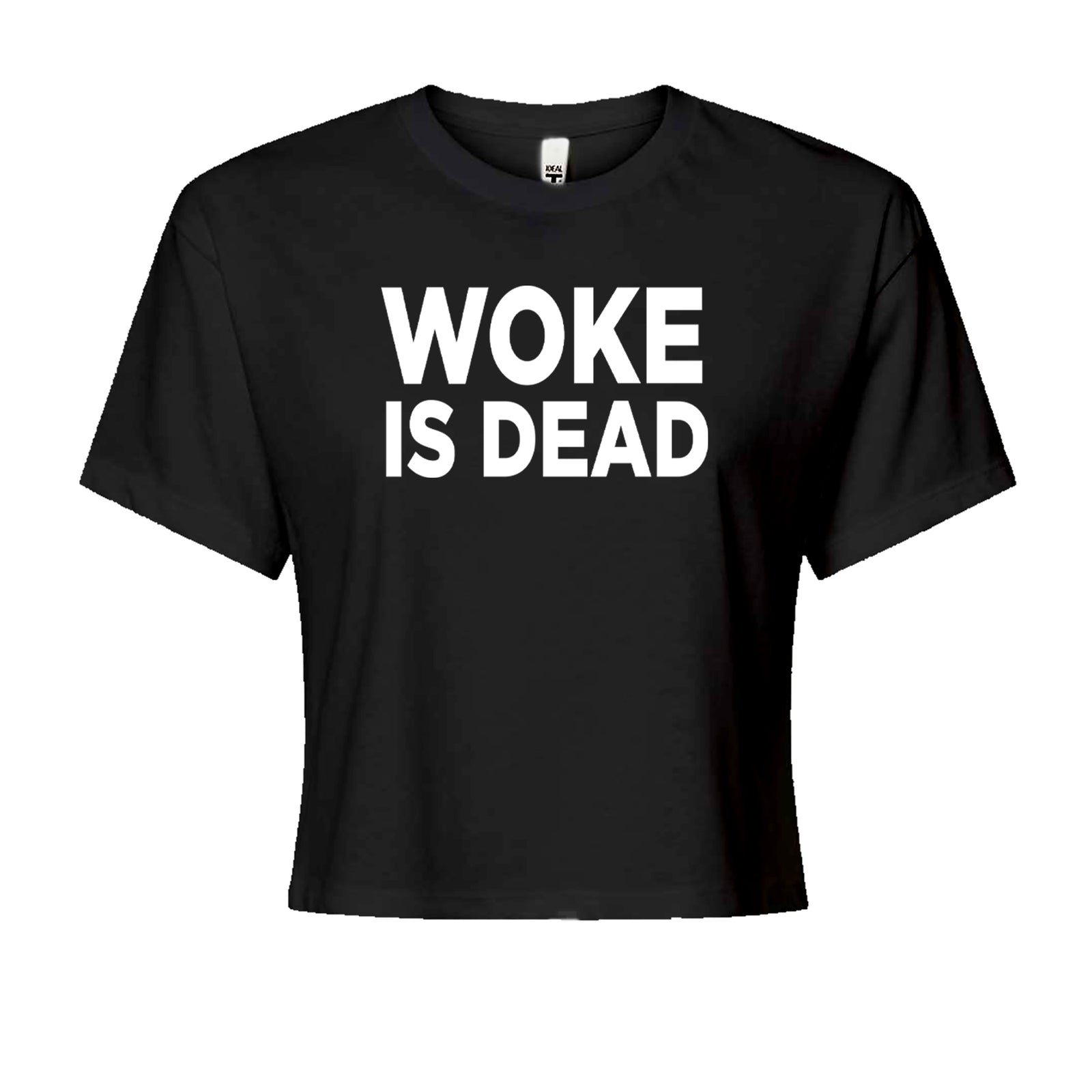 Woke Is Dead Satire Cropped T-Shirt Black
