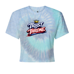 Trust The Throne Crown Philly Hoops graphic on Women's Boxy Crop T-Shirt in Blue Clouds