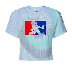 Batter Up Philly Baseball Phan Cropped T-Shirt Blue Clouds
