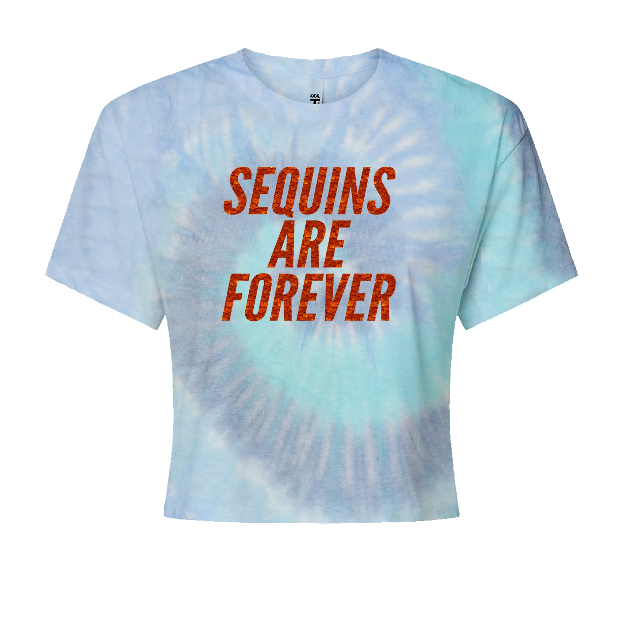 Sequins Are Forever Retro Glam Cropped T-Shirt Blue Clouds