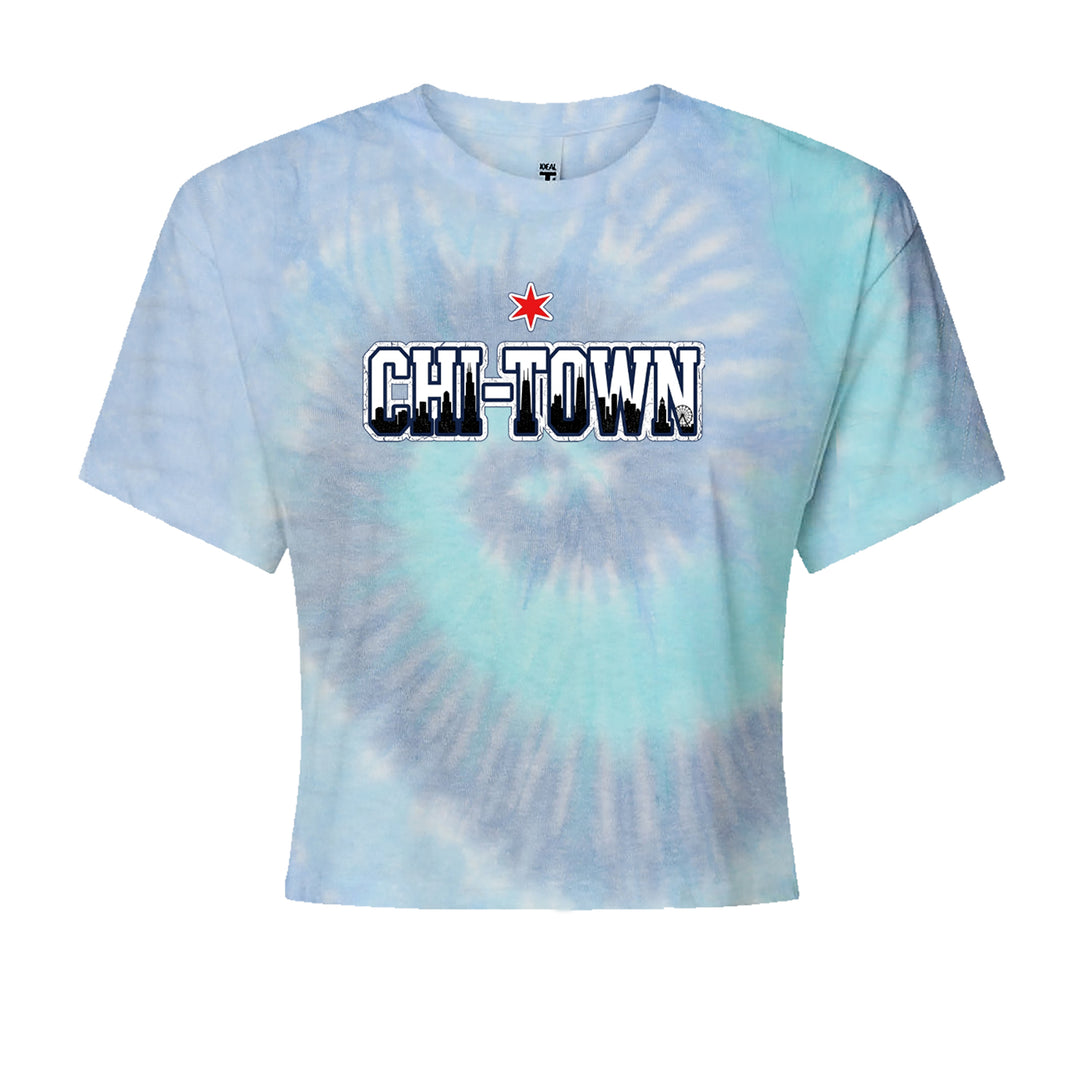 Chicago Chi-Town City Pride Cropped T-Shirt Blue Clouds