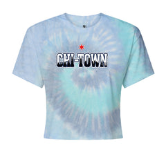Chicago Chi-Town City Pride Cropped T-Shirt Blue Clouds