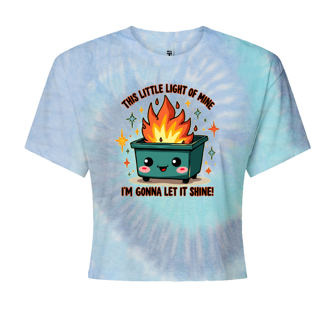 This Little Light of Mine Dumpster Fire Smile FaceCropped T-Shirt Blue Clouds